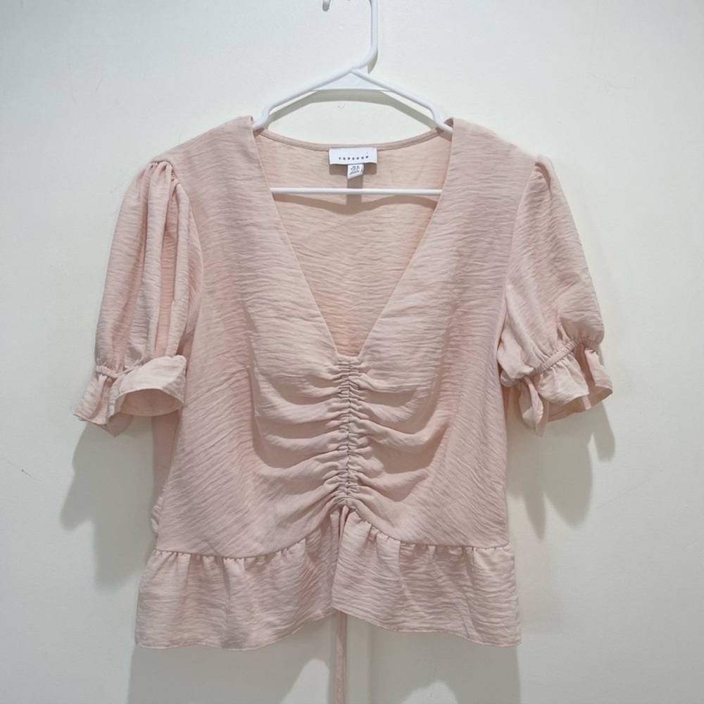TOPSHOP  Margot Cream Ruched Top Size 8